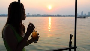 Mekong cruises on sunset